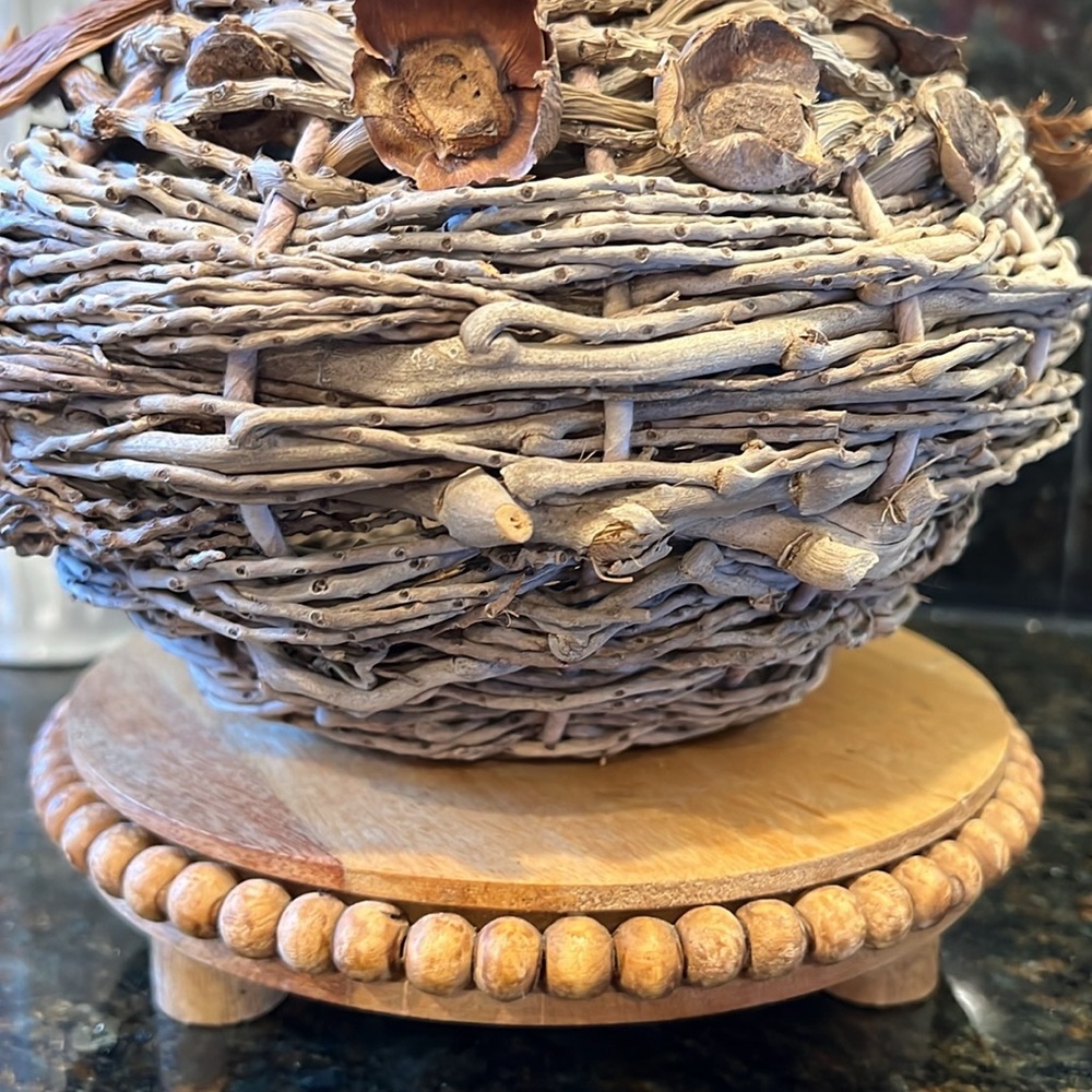 Hand Woven Palm Fiber Art Nest Basket - Picture 4 of 11